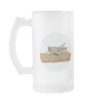 Little Green Grasshopper Cartoon Drinks Glass