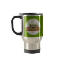 Little Green Grasshopper Cartoon Green Travel Mug