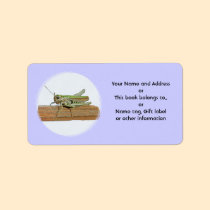 Little Green Grasshopper Cartoon Personalized Address Labels