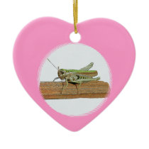 Little Green Grasshopper Romantic Pink Heart