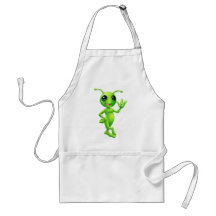 Little green man alien apron
