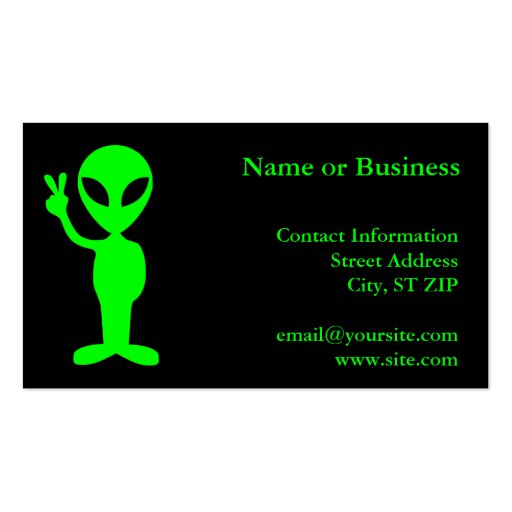 Little Green Man Business Card (front side)