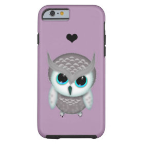 Little Grumpy Horned Owl Illustration Tough iPhone 6 Case