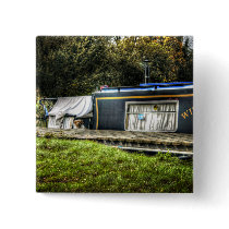 Little Guard Dog on Narrowboat button pin buttons