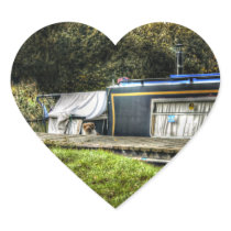 Little Guard Dog on Narrowboat heart stickers stickers