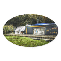 Little Guard Dog on Narrowboat oval stickers stickers