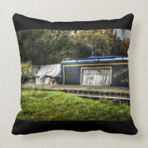 Little Guard Dog on Narrowboat pillow cushion pillows