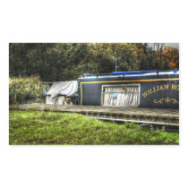 Little Guard Dog on Narrowboat rectangle stickers stickers