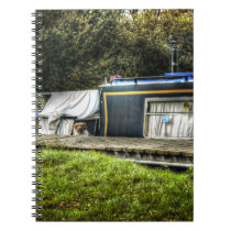 Little Guard Dog on Narrowboat spiral notebook notebooks