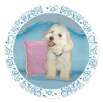 Little Havanese on Turquoise Sofa Stickers