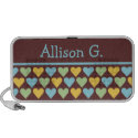 Little hearts pattern blue green your custom name doodle