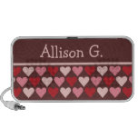 Little hearts pattern pink red your custom name iPod speakers