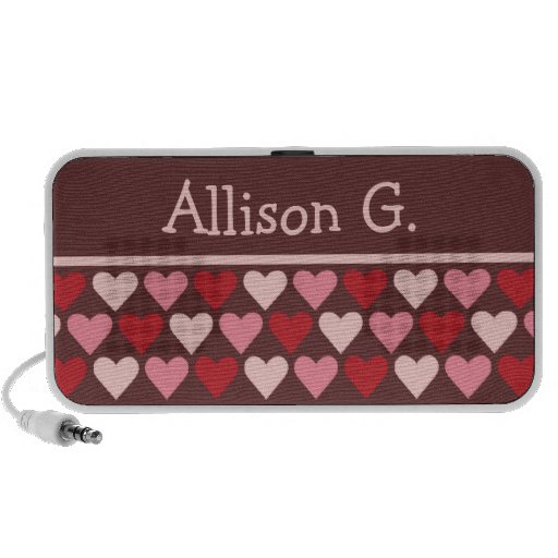 Little hearts pattern pink red your custom name iPod speakers