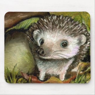 Hedgehog and Mushroom Mousepad by Tanya Bond