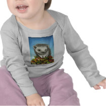Little hedgehog on a big pile of leaves t-shirts