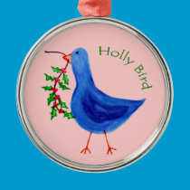 Little Holly Blue Bird Ornament ornaments