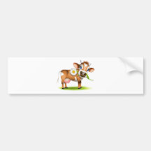 Little Jersey cow eating daisy Bumper Sticker