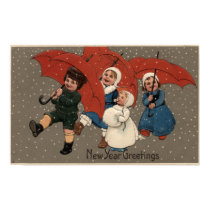 Little Kids with Umbrellas Print