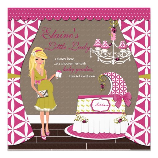 Little Lady Blonde Girl Baby Shower Invitations