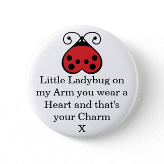 Little Ladybug Charming Heart Love Pinback Button