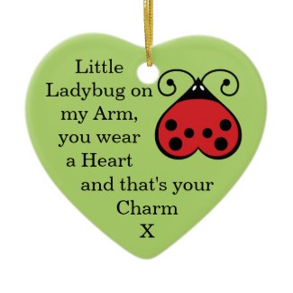 Little Ladybug Charming Heart Shape Ornament Green