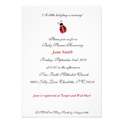 Little Ladybug Elegant Baby Shower Invite (front side)