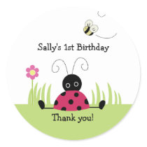Little Ladybug Favor Sticker Baby Shower Birthday