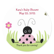 Little Ladybug (Pink) Baby Shower Favor Sticker
