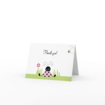 Little Ladybug (Pink) Folded Thank you notes Greeting Cards