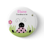 Little Ladybug Pink NAME TAG Personalized Button