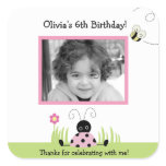 Little Ladybug (Pink) Photo SQUARE Favor Sticker