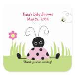 Little Ladybug (Pink) SQUARE Favor Sticker