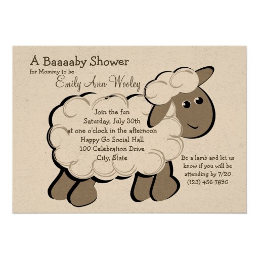 Little Lamb Baby Shower Custom Announcements (front side)