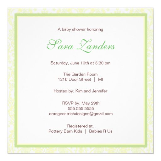 Little Lamb Baby Shower Invitation | Green