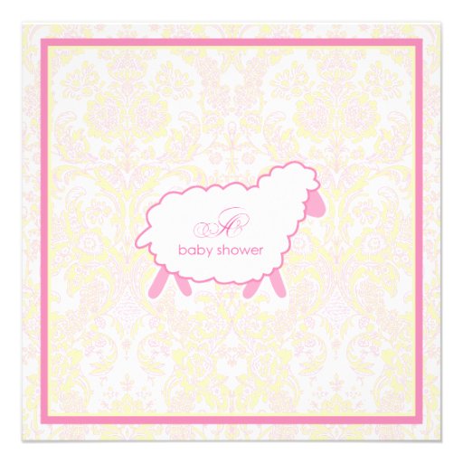 Little Lamb Baby Shower Invitation | Pink