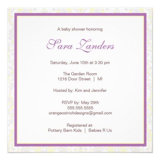 Little Lamb Baby Shower Invitation | Purple