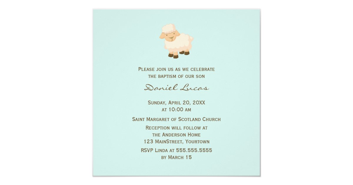 Little Lamb Baptism Card Zazzle
