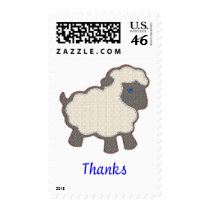 Little Lamb Blue Thanks Postage Stamp