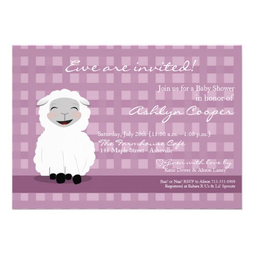 Little Lamb Girl Baby Shower Invitations