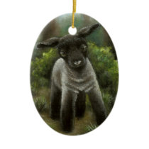 Little lamb in the woods christmas tree ornament