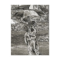 Little Lovers in the Rain Postcard by toyhouse Little Lovers in the Rain Postcard