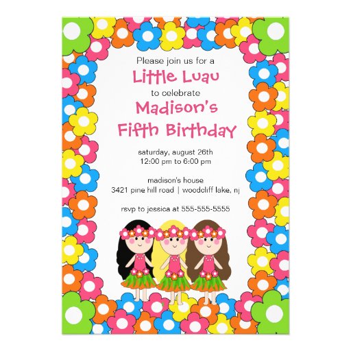 Little Luau Party Birthday Invitation (front side)