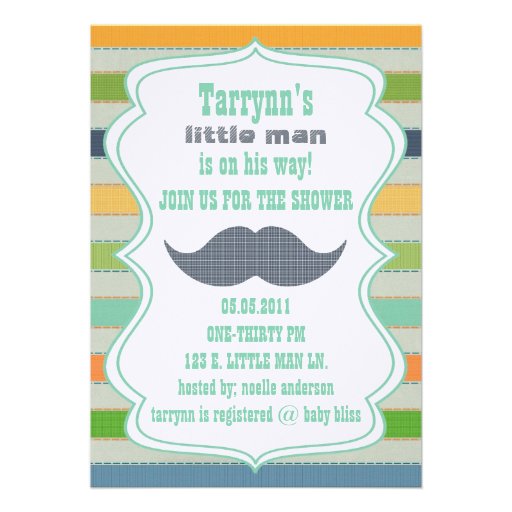 LITTLE MAN Baby Shower amp; Birthday Invitation 5quot; X 7quot; Invitation