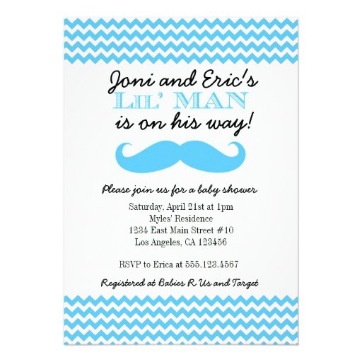 LIttle Man Baby Shower invitation Invitations 5quot; X 7quot; Invitation Ca