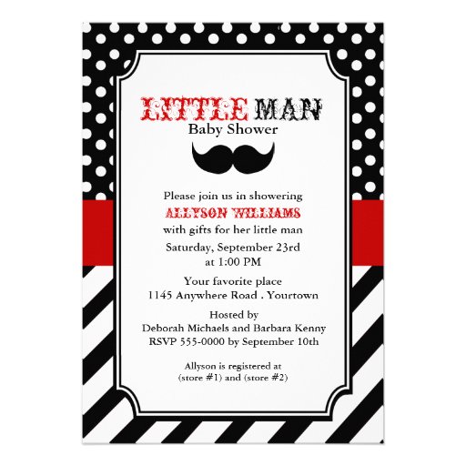 Little Man Baby Shower Personalized Invite