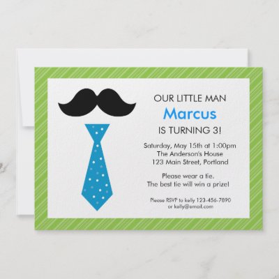 Little Man Birthday Invitation - Green