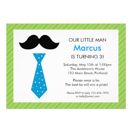 Little Man Birthday Invitation - Green