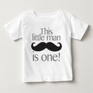 Little Man Moustache Birthday Shirt Grey & Black