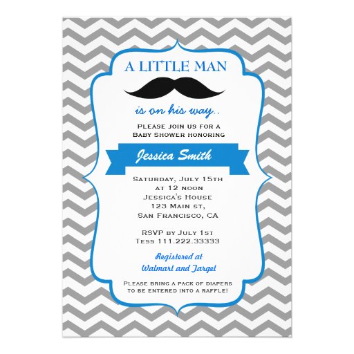 Little Man Mustache Baby Shower Invitation  Zazzle