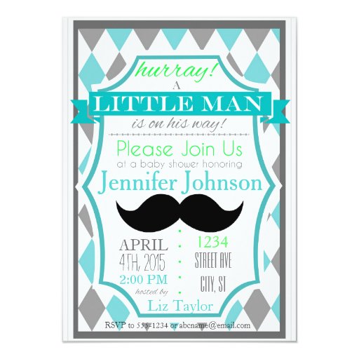 Little Man Mustache Baby Shower Invitations  Zazzle